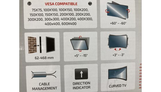 SUPERIOR  Extra Slim dönthető kihúzható forgatható fali TV tartó konzol 37-80 col