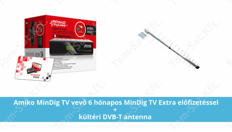 mindigTV PRÉMIUM Alapcsomag Prime dekóderrel (6 hónapos előre fizetett csomag) + kültéri DVB-T antenna